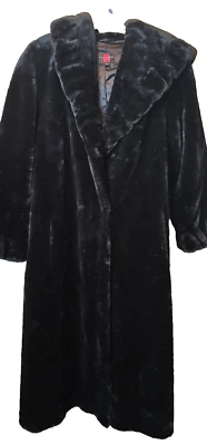 Gallery Women Ultra Black Faux Fur Swing Coat Made In The USA Size 1X — 第 1/4 张图片