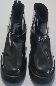 Steve Madden Dorothy PVC Pull Up Ankle Sherpard Boots Black uk 7 eu 40 - Picture 1 of 6