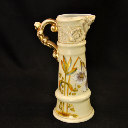 Schmidt Victoria Pitcher Vase Ewer Pirate Floral Gold Carlsbad Austria 1891-1918