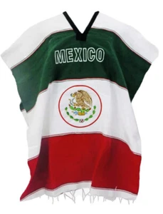 MEXICO White Unisex Adult One Size Mexican Zarape Serape Poncho NWOT - Picture 1 of 3