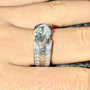 Diamond Engagement Ring 1.83 caratOval center stone with Accent Diamonds sz 7 - Picture 1 of 9