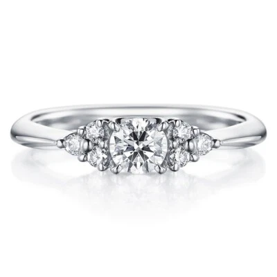 Diamond Engagement Ring Lab Created Round Cut 0.70 Ct 18K White Gold E F VS - Image 1 of 4