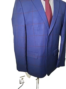 Pantalone Tuta Monopetto Nuovo Lineage Uomo 40R Blu Plaid Vestibilità Moderna 2 Pezzi 32W - Foto 1 di 13