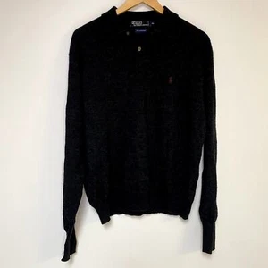 Suéter Polo Vintage 100% Lana Ralph Lauren Cuello Negro De Colección - Imagen 1 de 2