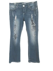 Series 31 Fashion Jeans Sz 13 Blue Distressed Embroidered back pockets - Picture 1 of 8