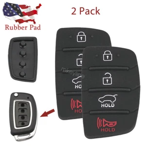 2PCS Car Key Fob 4 Button Rubber Pad For Hyundai Sonata 2015 2016 2017 2018 2019 - Picture 1 of 8