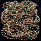 Vintage Christmas Tree Three Gold/Green Mercury Glass Bead Garlands 300" Total