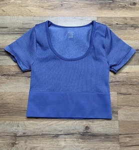 Offline by Aerie Damen Seamless Ribbed Cropped Blau Shirt Top XS - Bild 1 von 4