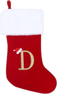 20 Inches Monogram Christmas Stockings Red Velvet with White Super Soft Plush... - Picture 1 of 1