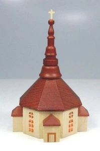  Seiffener Kirche 10cm Kapelle Innenbeleuchtung Tischschmuck natur 204/18/2 KN - Picture 1 of 1