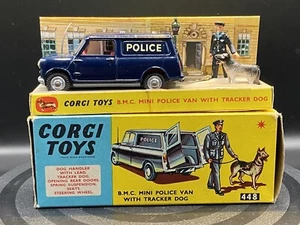 Original Corgi 448 BMC Mini Police Van Dog and Policeman-Boxed - Picture 1 of 12