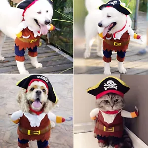 Halloween Pet Dog Cat Pirate Clothes Suite Costume Outfit Caribbean Cosplay - Picture 1 of 15