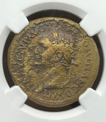 Domitian AE Dupondius Bronze Roman Coin AD 81-96, NGC VF - Image 1 of 4