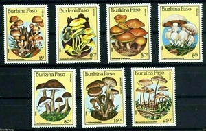 Burkina Faso Sc 743-749 Mushroom Stamps  MNH - Picture 1 of 2