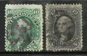 Sc #68 STAR & #69 Fancy Cancel 10-12 Cent Washington 1861-62 Civil War US 27B33 - Picture 1 of 4