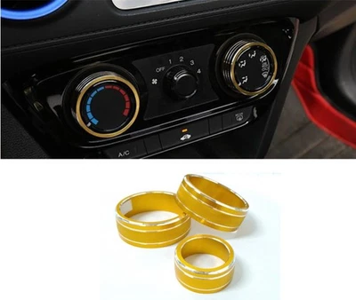 3 piezas para Honda HR-V HRV 2016-2022 aluminio dorado perilla de control de CA anillo cubierta moldura Foto 1 de 3
