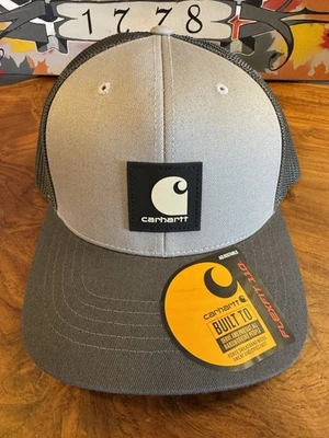 Carhartt Men's Rugged Flex Twill Mesh-Back Logo Patch Cap Gray - Image 1 of 2