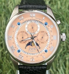 Citizen Moon Phase Pink Gold Silver Leather Watch Limited Edition 44mm - Picture 1 of 5