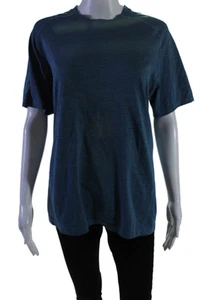 Lululemon Womens Textured Round Neck Short Sleeve Athletic Top Blue Size S - Picture 1 of 4