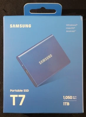 Samsung T7 Portable SSD 1TB – MU-PC1T0H/AM, Blue, USB 3.2, High-Speed External - Image 1 of 4