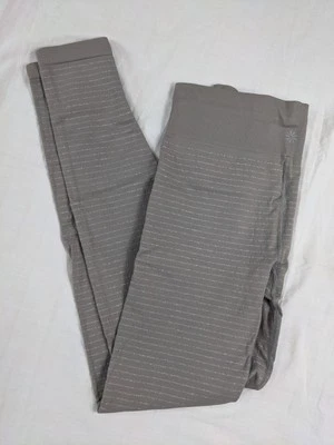 Athleta Shimmer Stripe Leggings Taupe Tan Silver Small Yoga Fitness Shape Active - Image 1 of 4