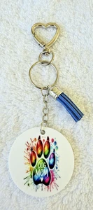 ✨Handmade Dog Mom Rainbow Paw Print Keychain with Tassel-Colorful Paw Print Gift - Picture 1 of 3