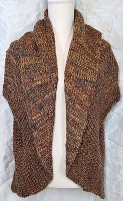 MOSSIMO SzM Cocoon Shrug Open Front Knit Cardigan Sweater Rust Dk Brown Tan Boho - Image 1 of 4
