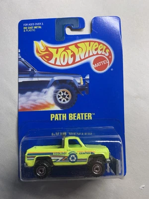 Camión Hot Wheels Path Beater 1991 quitanieves carrocería cuadrada ruedas CT tarjeta azul #198 Foto 1 de 2