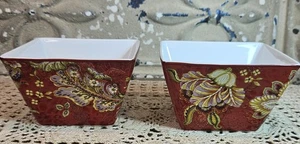 Pair of 222 Fifth Gabrielle Bowl Individual Square Appetizer Fruit Snack Bowls - Picture 1 of 7