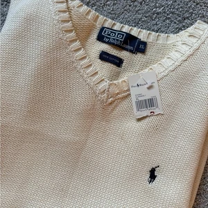 Nuevo con etiquetas Chaleco Ralph Lauren Marfil Algodón Logo Talla XL V-Cuello 100% Algodón - Imagen 1 de 6