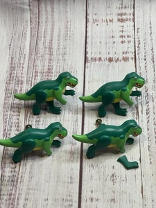 SET of 4 T-Rex Dinosaur Handle/Handles Drawer Pull KNOBS Kids Green Plastic - Picture 1 of 11