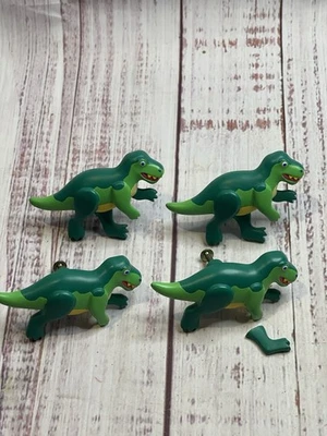 SET of 4 T-Rex Dinosaur Handle/Handles Drawer Pull KNOBS Kids Green Plastic - Image 1 of 4