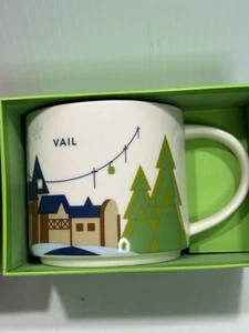 Neu im Karton Starbucks Kaffeebecher You Are Here VAIL Keramik 14 Unzen Colorado Ski in Box - Bild 1 von 7