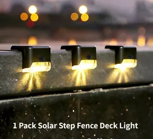 LED Solar Fence Light Outdoor Garden Stair Wall Lamps Path Decor Lamp Waterproof - Picture 1 of 22