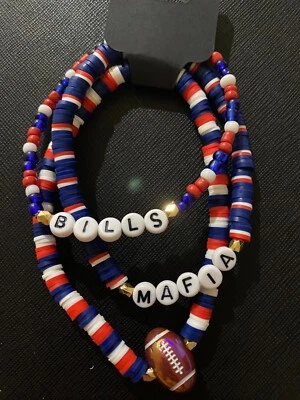 Juego de 3 brazaletes Buffalo Bills para hombre - Bills Mafia - encanto de fútbol americano Foto 1 de 2
