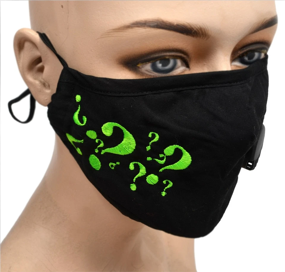 Riddler Embroidered Mask Washable Breathable Nose wire Question Mark - Image 1 of 1
