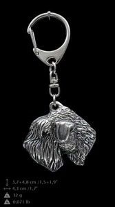 Soft-coated Wheatan Terrier, silver covered keyring, high qauality keychain - Picture 1 of 3