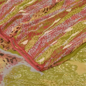 Sanskriti Vintage Sarees Multi Pure Georgette Silk Print Sari 5+Yd Craft Fabric - Picture 1 of 12