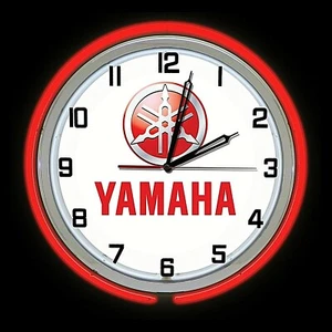 19" Yamaha Sign Red Double Neon Clock Motorcycle ATV Jet Ski UTV Dirt Bike - Bild 1 von 2