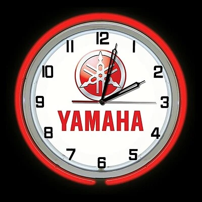 Reloj Yamaha 19" Rojo Doble Neón Letrero Motocicleta ATV Jet Ski UTV Dirt Bike Foto 1 de 2