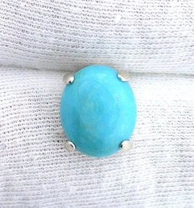 Sterling Silver Oval 12x10 Sleeping Beauty Turquoise Gemstone Cab Gem Tie Tack - Picture 1 of 2