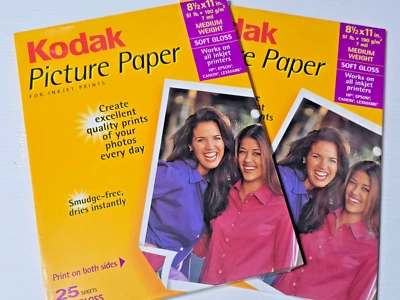 50 Sheets (2x25) KODAK Inkjet 2-side Picture Photo Paper Soft Gloss 8.5" x 11" - Image 1 of 4