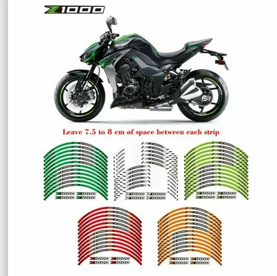 Calcomanía adhesiva para llantas de cubo de rueda rayas para motocicleta Kawasaki Z1000 Foto 1 de 4