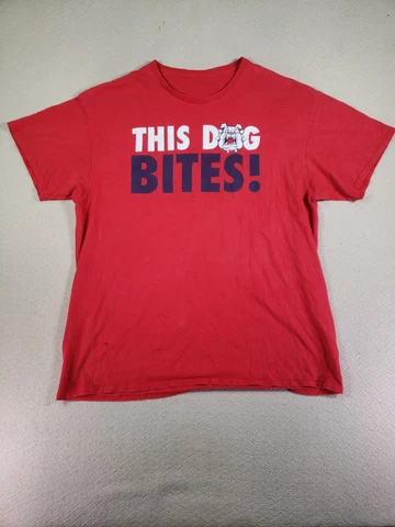 This Dog Bites! Shirt Mens XL Red Fresno State Bulldogs Short Sleeve Pullover Cover