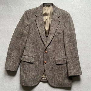 Harris Tweed Blazer 40s Brown VTG Bankers Halls Scotland Jacket Suit Sport coat - Picture 1 of 14