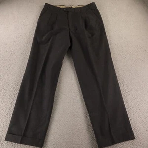 VTG Prince of Wales Check Pants Mens 34 Gray 100% Wool Hopsack Slacks 34x31 - Picture 1 of 13