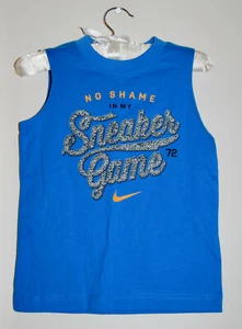 NWT Nike Little Boys Lt Photo Blue Sneaker Game Sleeveless Muscle T-Shirt sz 4 - Picture 1 of 7
