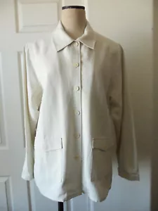 C & E Tan Beige Rayon Blend Button Front Flap Pocket Point Collar Jacket - XL - Picture 1 of 8