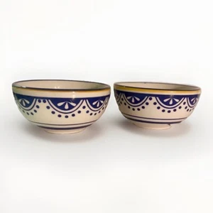 World Market Blue White Yellow Small Bowls (2) Rice Dip Decorative - Picture 1 of 7