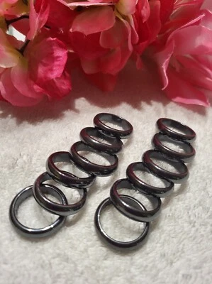 Venta al por mayor lotes 12 piezas anillos de joyería de salud de hematita negros Foto 1 de 3